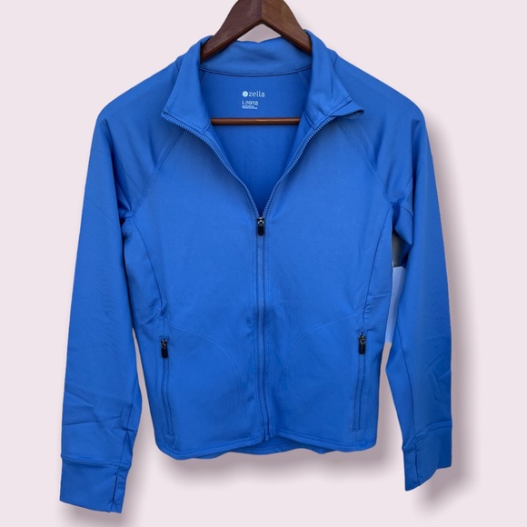 NWT Zella Mock-Neck Full-Zip Jacket, Blue Yonder | L (10/12) - Picture 2 of 14